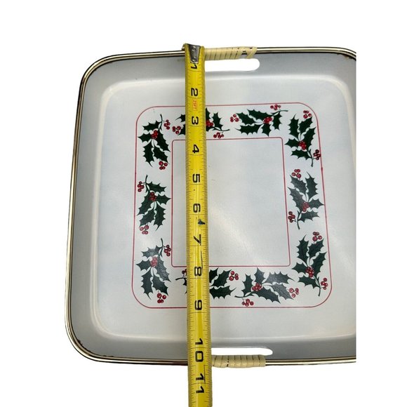Vintage Stackable MCM 3pc  Christmas Holiday’s lacquer ware serving trays Japan - Picture 8 of 11